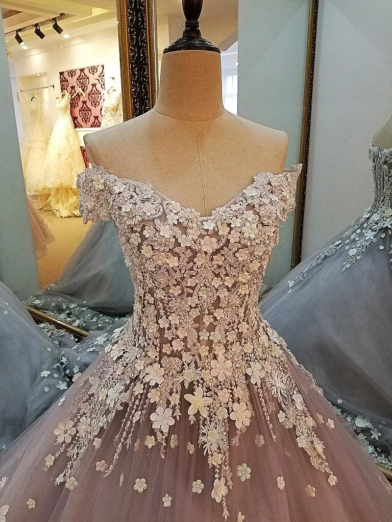 Длинное платье для выпускного вечера с объемными цветами 2018 Vestido De Festa Longo