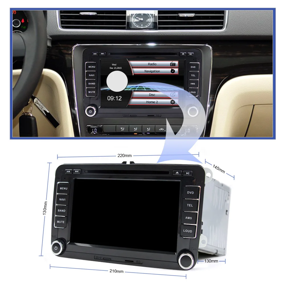 Goede Eunavi 2 Din 7 ''Auto Dvd Speler Radio Voor Vw Golf Polo Jetta MK5 MK6 Passat B6 Skoda Touran 2Din Gps Navigatie Usb Ipod Fm Rds
