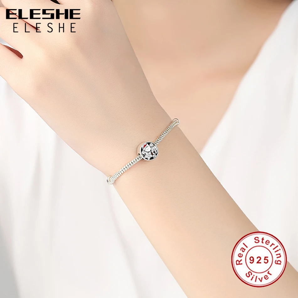 ELESHE, 925 пробы, серебряный, Рождественский, снежинка, звезда, кристалл, подвески, подвеска, подходит для шарма, браслет, ювелирное изделие, подарок