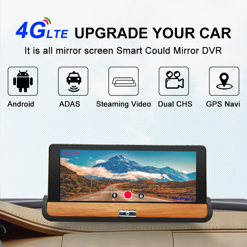 Bluavido 7 дюймов 4G ADAS Android Автомобильная приборная панель DVR GPS навигация FHD 1080P двойной объектив камера G сенсор Автомобильный видеорегистратор