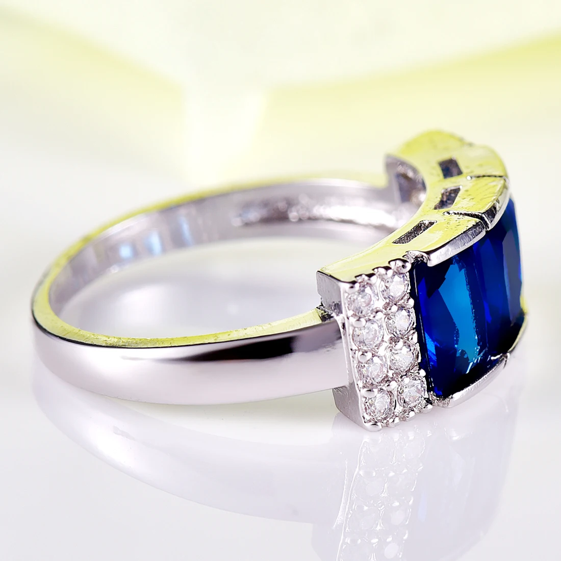 Модные синие Ring женщин модные Циркон Promise кольцо Набор для обручальное ювелирных