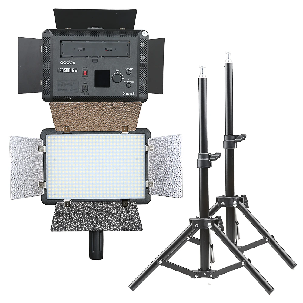 2X Godox LED500LR 5600K студийный видео свет с отражателями + пульт дистанционного