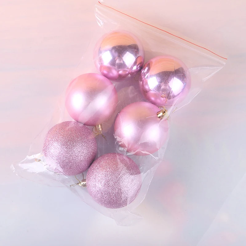 pink 6 шт. Рождественская елка шар рождественские безделушки вечерние Свадебные Рождественские подвесные украшения Украшение приложение 80 мм - Цвет: pink