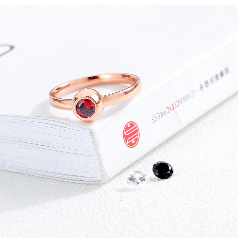Hemiston Round CZ Stainless Steel Fine Ring For Women Rose Gold Color Party Finger Jewelry Gift Replaceable | Украшения и