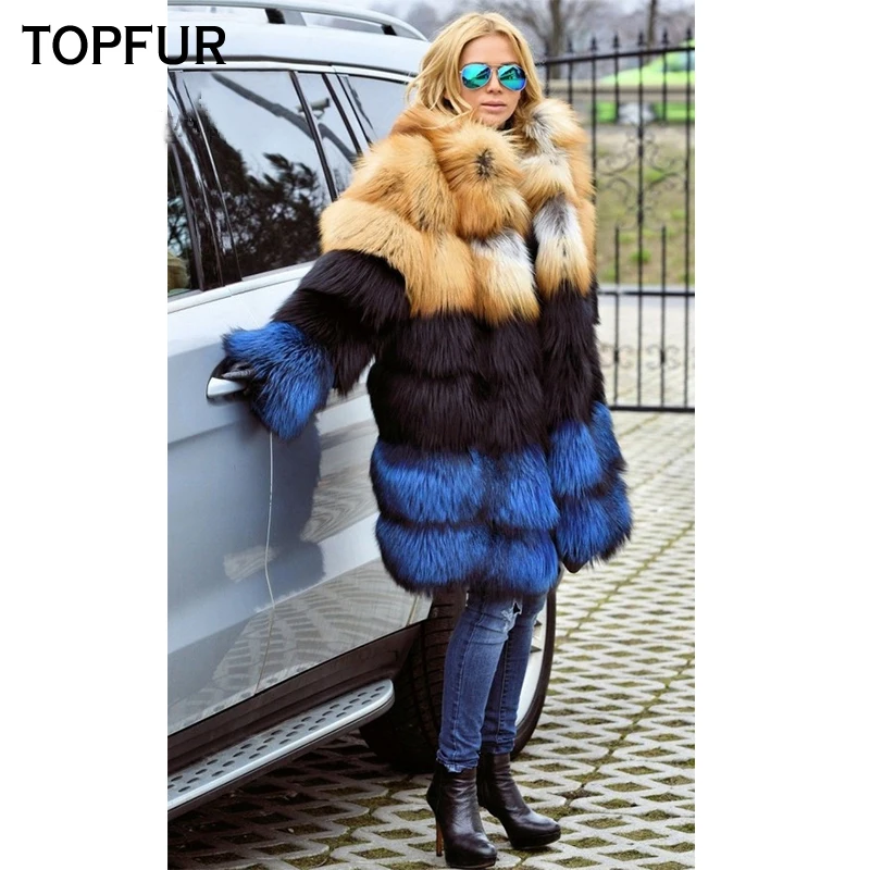 TOPFUR New Arrival Genuine Red Fox Fur Coats For Women High Quality Real Red Fox Fur Outwear Hot Sale Thick Warm Long Parka