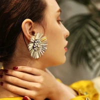 bk fashion sequin earrings for girls vintage stud earrings for women trendy party big flower shape earrings black yellow