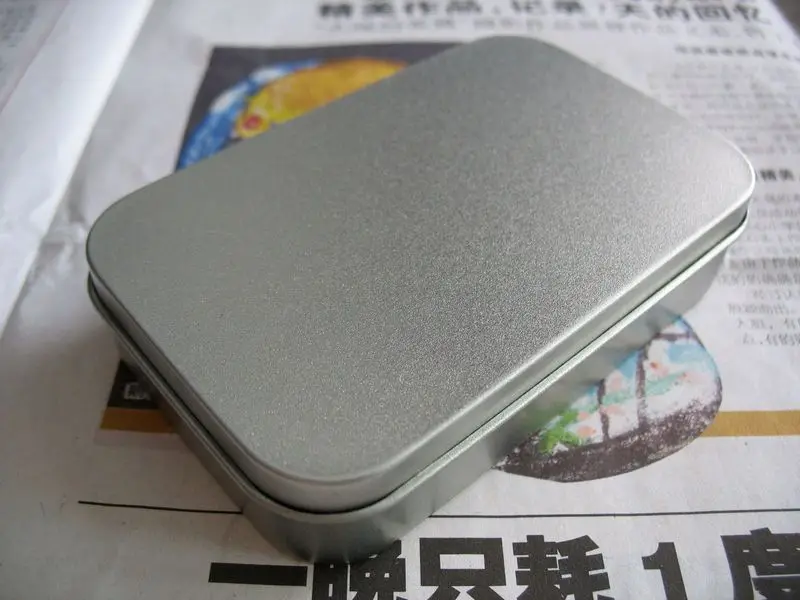 Серебряный маленький жестяной контейнер прямоугольный кейс для хранения