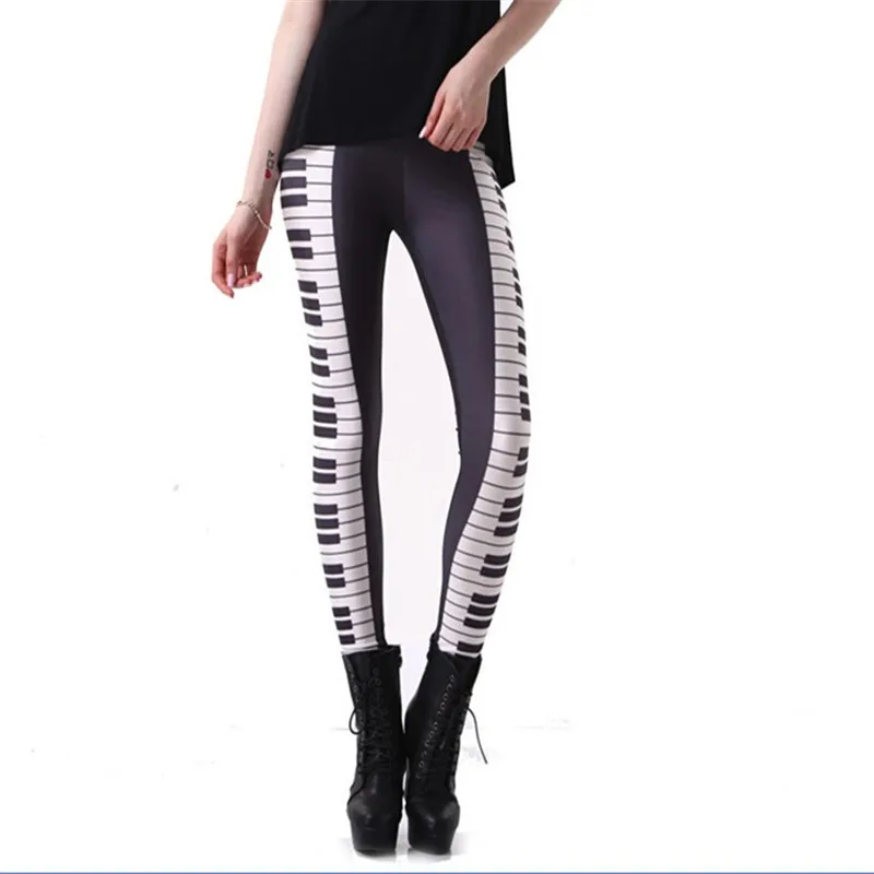 Горячие сексуальные! Женские леггинсы с рояльными клавишами женские брюки
