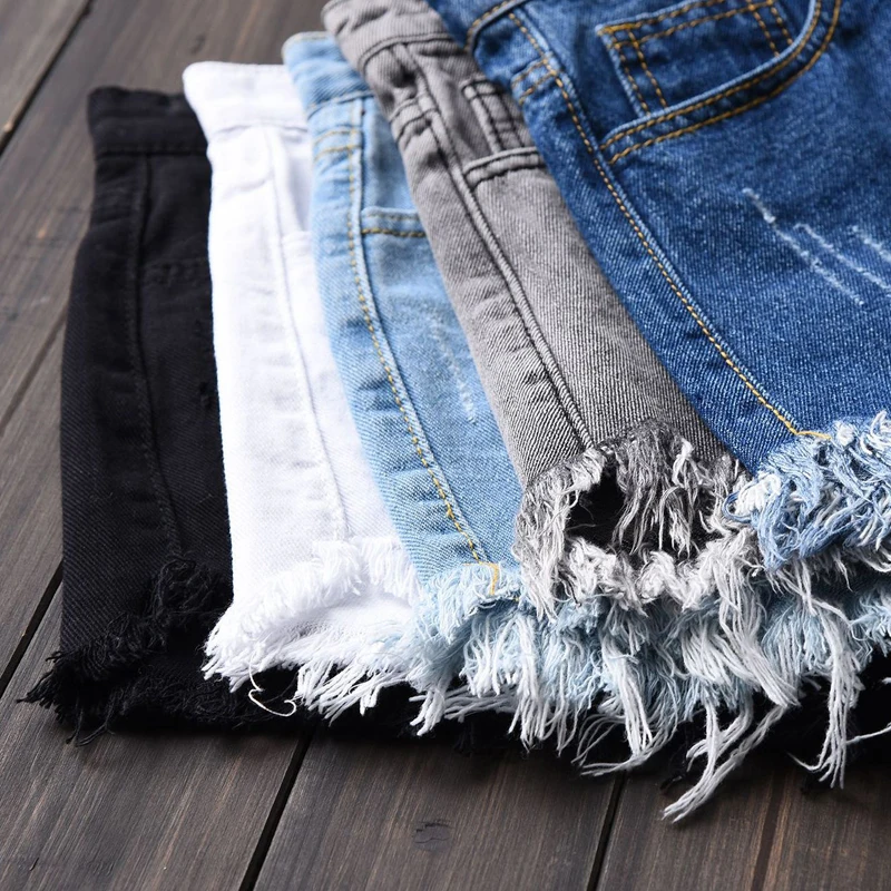 

Brand Summer style Women Distressed Hole Denim Shorts Tassel Sexy Hot Pants Female High Waist Mini Short femmes Jeans Streetwear