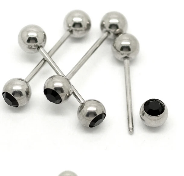 Нержавеющая сталь приндлежности для пирсинга языка для женщин Ушная перегородка пирсинг сосков Бар колокольчик с кристаллами пупка губы пирсинг бровей украшения для тела