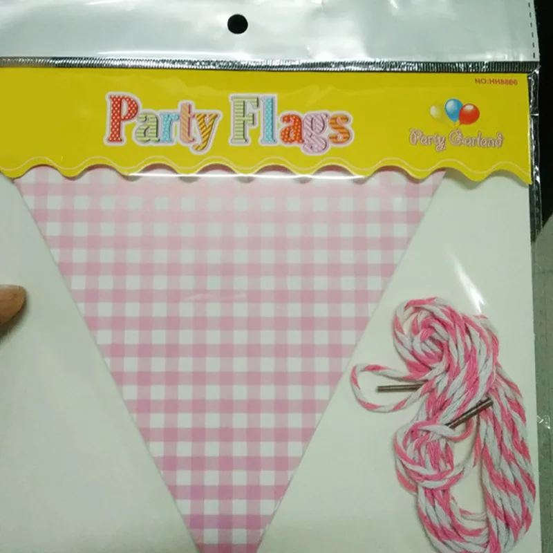 12 шт. полосатые решетки с днем рождения Babyshower флаги для украшения гирлянды банты вечерние свадебные принадлежности конфетный венок