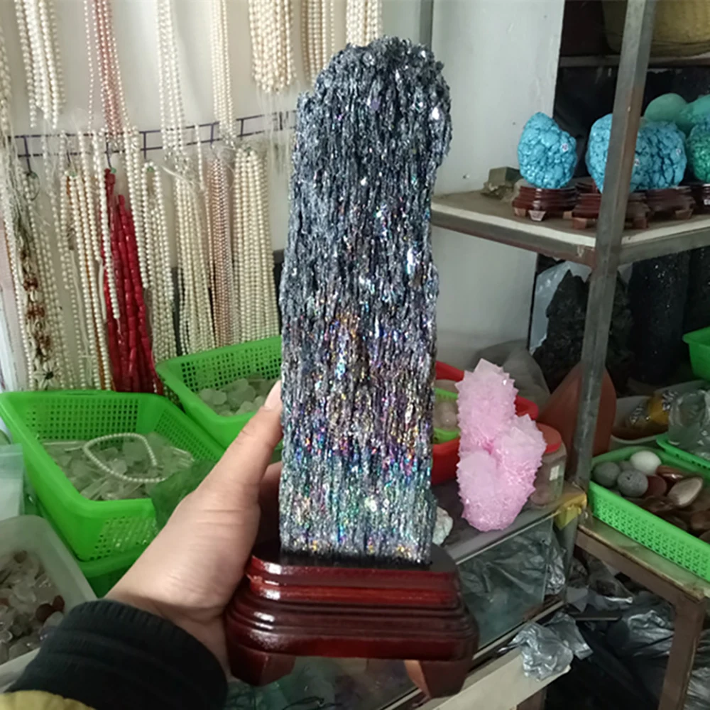 Натуральный Цветной минерализованный карбид кремния камень украшения
