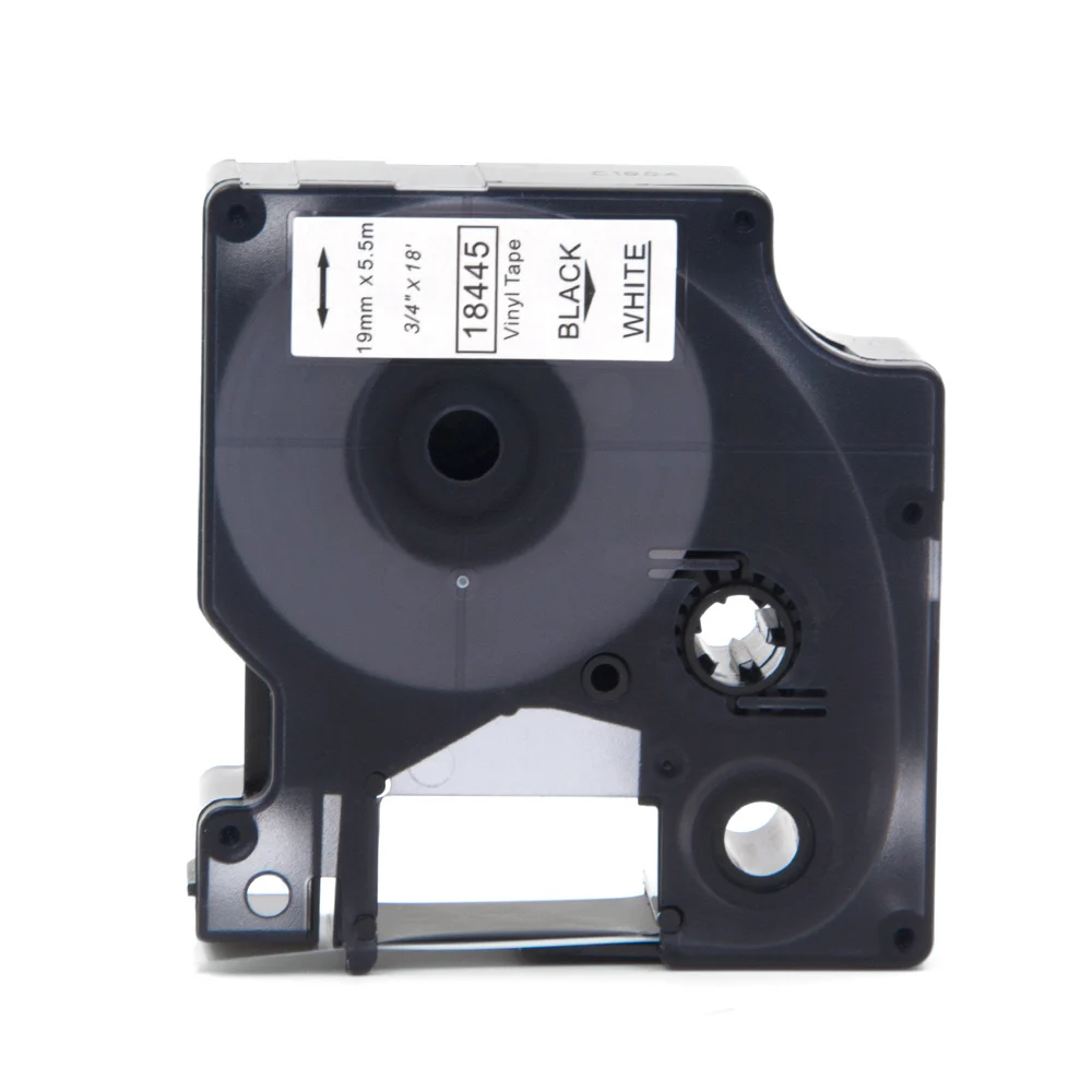 Absoonic 19 мм IND виниловый лейбл DYMO Rhino 18445 черный на белой лейбльной ленте