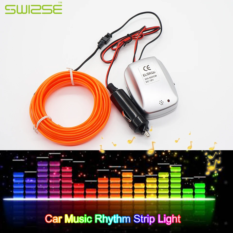 

2 Meters/PCS Car Door Decoration Music Rhythm Flash Light EL Strip Cold Lamp Sound Music Voice Activated Atmosphere Strip Light