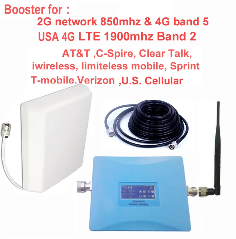 США 4G Усилитель 850 МГц CDMA Ретранслятор и ретранслятор 1900 LTE FDD усилитель для at&amp T
