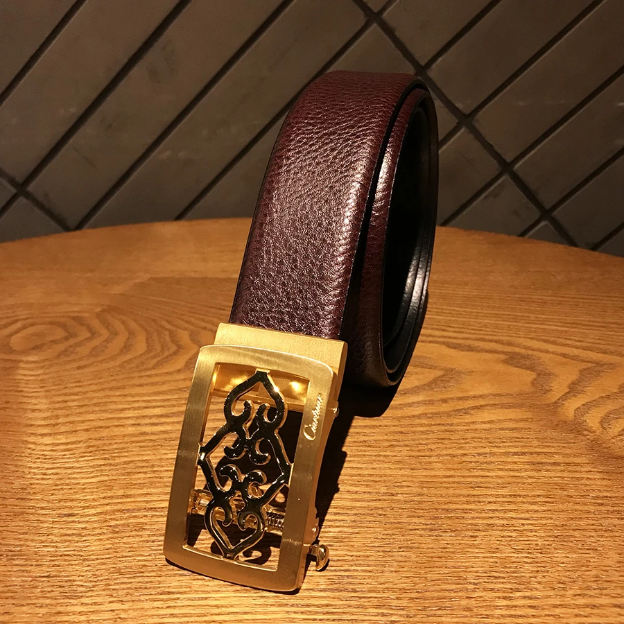 

2020 new design men belt high quality genuine leather strap trousers luxury suit ciartuar automatic brass buckle free shipping