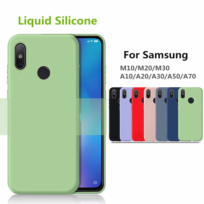 Чехол для Samsung Galaxy A50 A10 A20 A30 A70 M10 M20 M30 жидкий силиконовый мягкий ударопрочный чехол