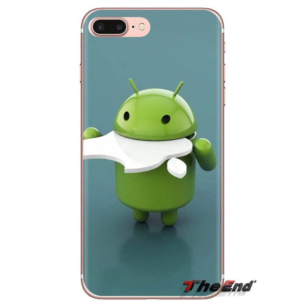 Soft Transparent Shell Covers For Samsung Galaxy A3 A5 A7 A9 A8 Star A6 Plus 2018 2015 2016 2017 Green Android Robot Logo |
