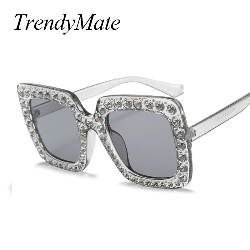 2017 Модные солнцезащитные очки для женщин с блестящими стразами большие