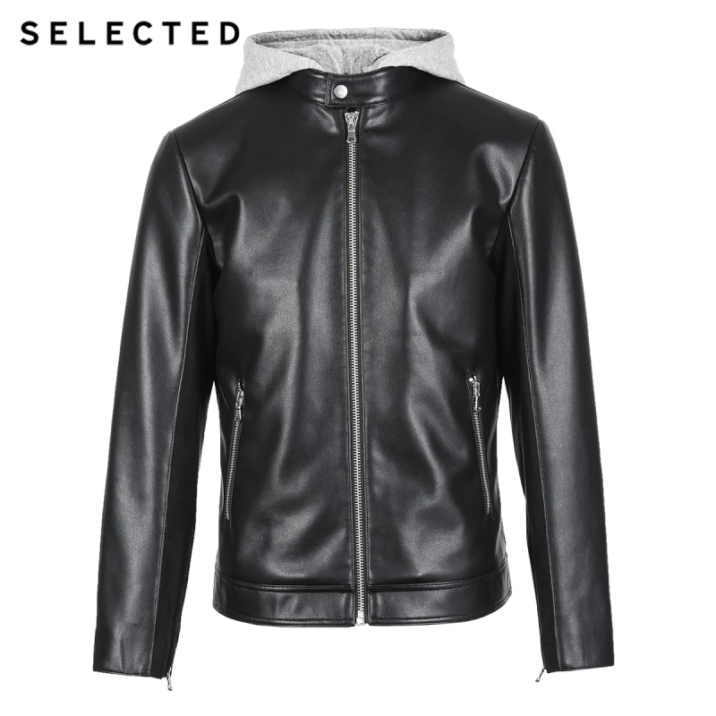 SELECTED long sleeve winter leisure removable cap men's PU jacket coat S | 4183P3511 Мужская одежда