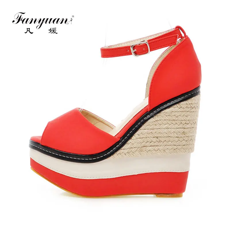 

Fanyuan Women Summer Wedges Sandals Mixed Color High Platform Sandals Women Fashion Punk Shoes Woman High Heel Sandals Open Toe
