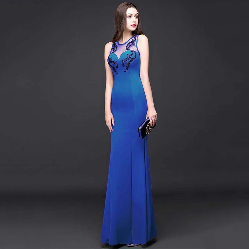 Голубое Прозрачное Сетчатое и хлопковое сексуальное Клубное платье без рукавов