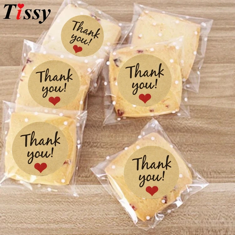 

120PCS Thank You Kraft Stickers Paper Gift Tags Wedding Favors Party Accessories Christmas DIY Biscuit Gifts Decorations