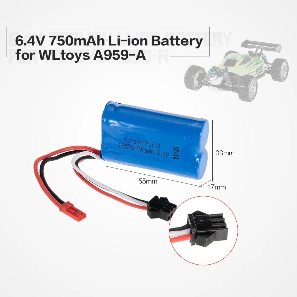 Lipo батарея 6 4 V 750mAh литий ионная аккумуляторная для WLtoys A959 A A979 RC багги