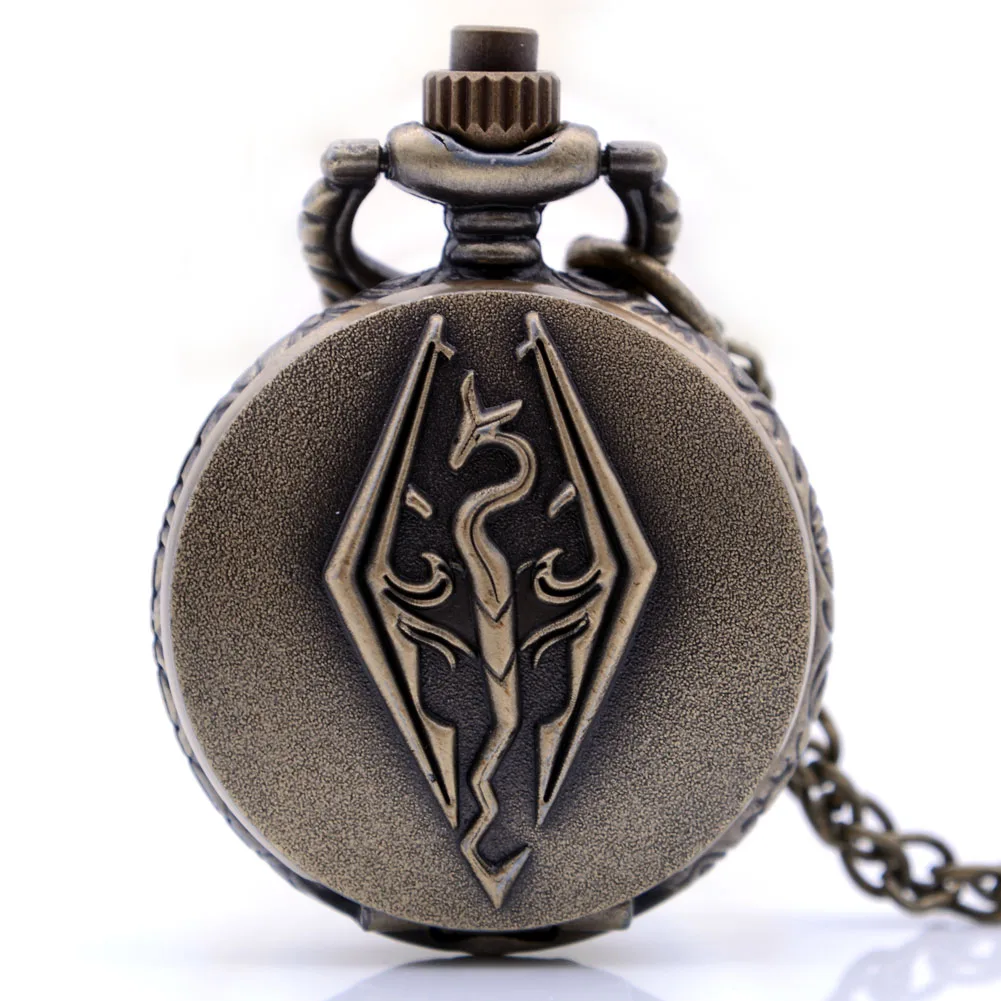 Ретро Винтаж The Elder Scrolls V: Skyrim цветной циферблат кварцевые карманные часы