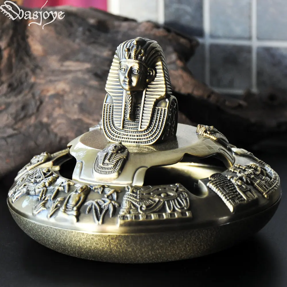 Винтаж Домашний Декор античный Египет Tutankhamun пепельница с крышкой Металл книги по искусству Ремесленная комната украшения сигары пепельница стол украшения