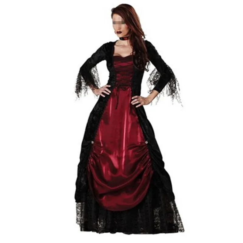 

Black+Red Queen Vampire Role Play Clothing Women Vampire Costumes Cosplay Gothic Vampire Outfit Halloween Costume Long Dress