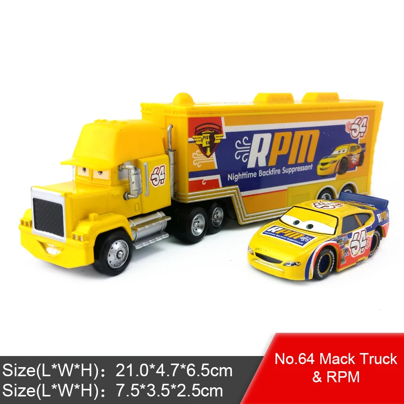 Mack and No.64 Disney Pixar Cars 2 3 Lightning McQueen Jackson Storm Mack Uncle Truck King 1:55 автомобиль из литого металла игрушка для детей подарок - Цвет: Mack and No.64