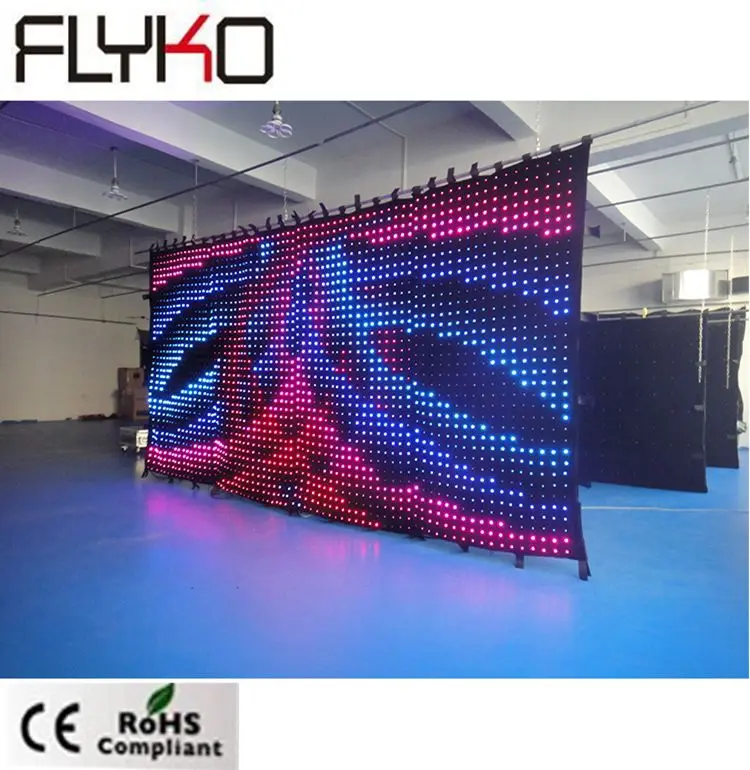 night club decoration p70mm 2.5mX5m dmx control wall mounted LED video curtain | Освещение