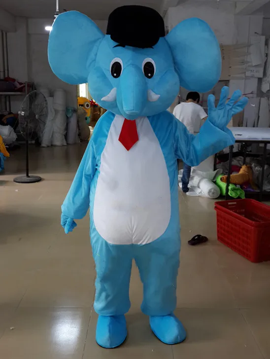 Новинка искусственный синий слон маскотт костюм мультяшного персонажа