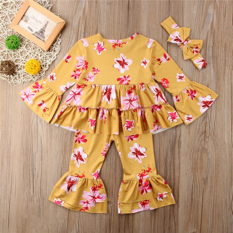 Pudcoco/От 0 до 4 лет комплекты одежды для маленьких девочек детское желтое платье с