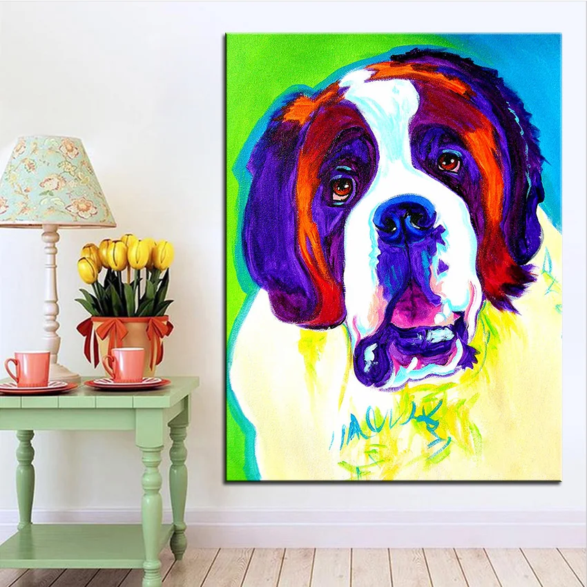 Большой размер Печать Масляная картина со Святым Бернардом настенная живопись