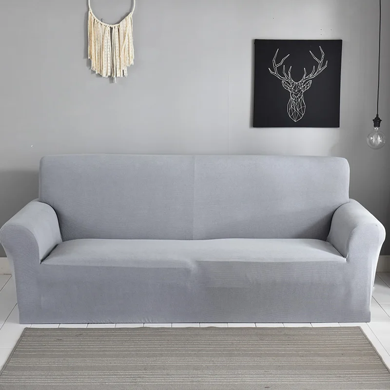 light grey Жаккардовые полосы Узор Диван Чехлы кресло секционные Угловые L образные диванные чехлы эластичный стрейч Slipcovers плотная обертка - Цвет: light grey