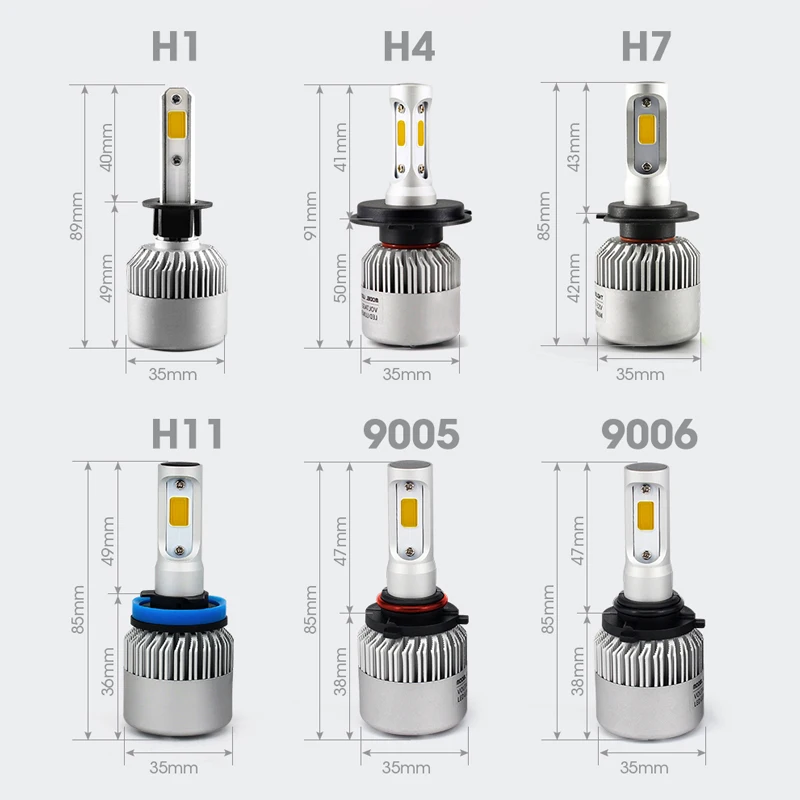 Hlxg одна пара автомобиля светодиодный фары Противотуманные огни 6500K H7 светодиодный 8000 К фара H4 Hi короче спереди и длиннее сзади) 72 Вт/заданная величина 8000LM простая подключение Plug and Play по склад в России
