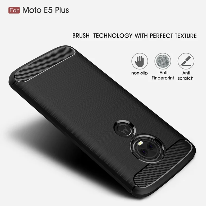 UPaitou For Motorola Moto E5 Plus Case Ultra Thin Carbon Fiber Soft TPU Cover E5Plus Phone |