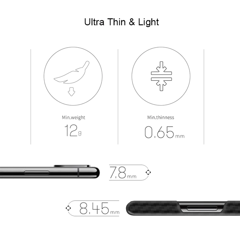 Ультратонкий глянцевый черный чехол из углеродного волокна для iPhone XS Max