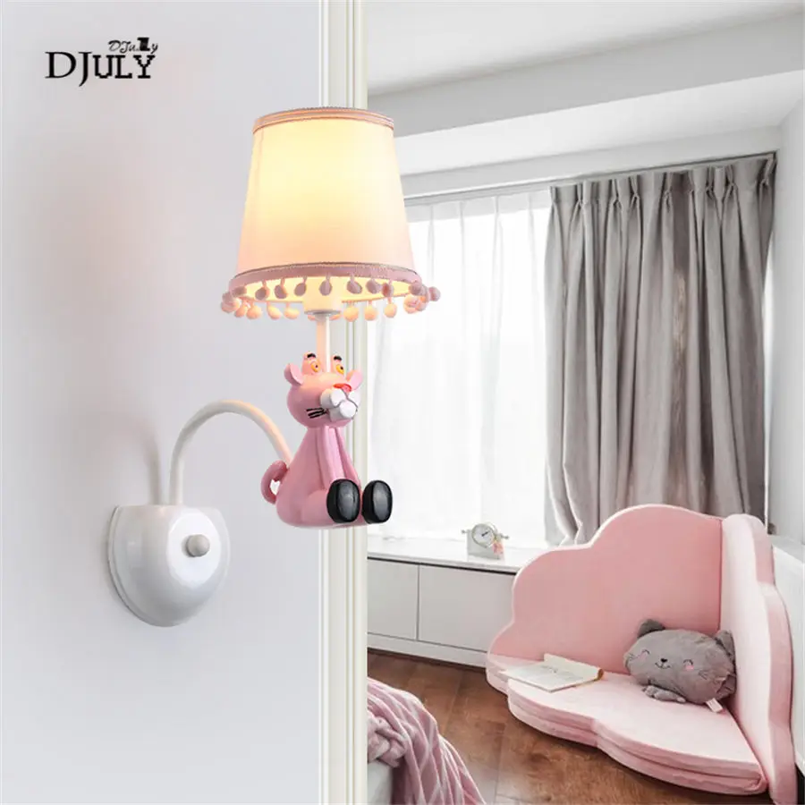 Девушка Спальня деко розовый Леопардовый настенный светильник Романтический