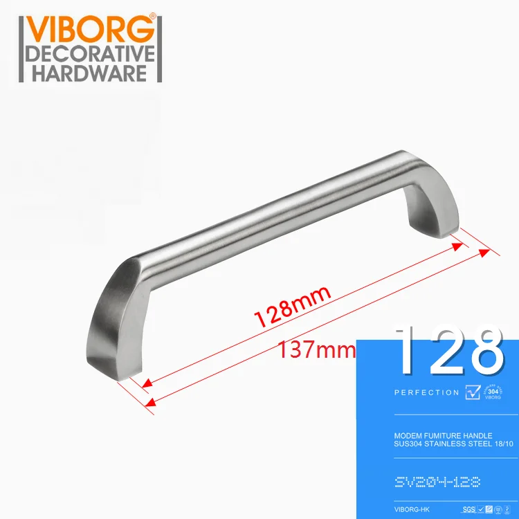 

(4 Pieces) VIBORG 128mm 304 Stainless Steel Casting Modern Kitchen Cabinet Cupboard Door Handle Pull Drawer Pulls Handles,SV204