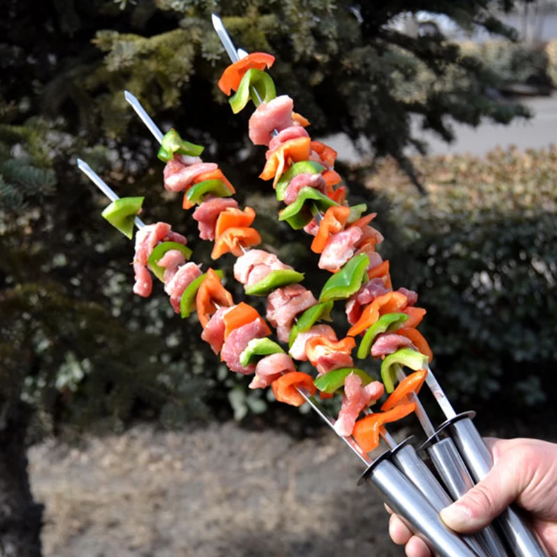 Портативные широкие Шпажки для барбекю Shish Kabob шпажки из нержавеющей стали с