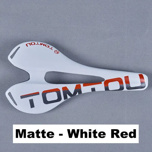 Matte White Red TOMTOU Велосипедное углеродное седло горное велосипедное седло шоссейное Велосипедное Сиденье углеродное 3 к белый матовый блесек для губ 270x143 мм для мужчин - Цвет: Matte White Red