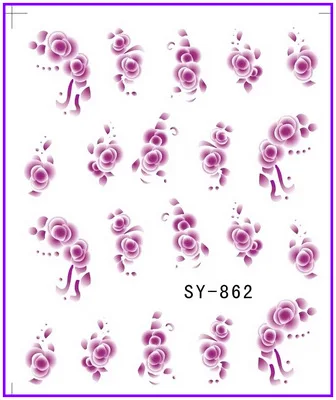 6 упак./лот блеск переводка NAIL ART наклейки на ногти цветок фиолетовый Магнолия SY861