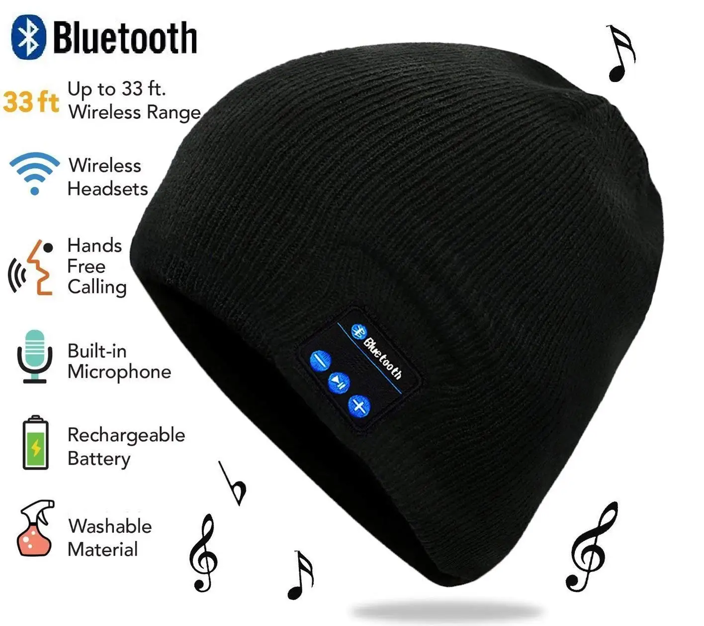 Bluetooth шапка Beanie Беспроводная гарнитура Музыка со встроенным стерео динамиком