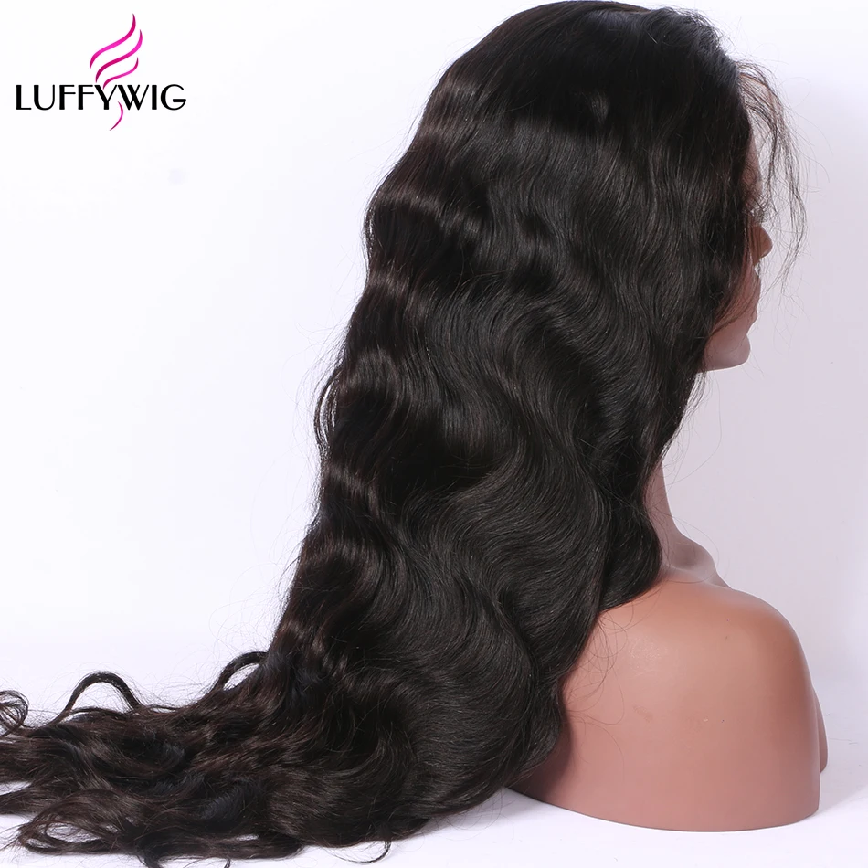 Luffyhair 250% плотность Волосы remy объемная волна 13x6 Синтетические волосы на кружеве парик бразильские человеческие волосы полные парики натуральный черный предварительно вырезанные