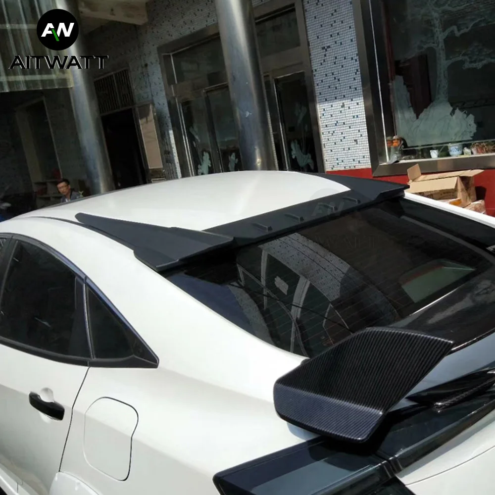 Для Honda Civic type-R Стильный спойлер из углеродного волокна, украшение автомобиля, задняя крыша, заднее крыло, АБС пластик, черный узор, спойлер