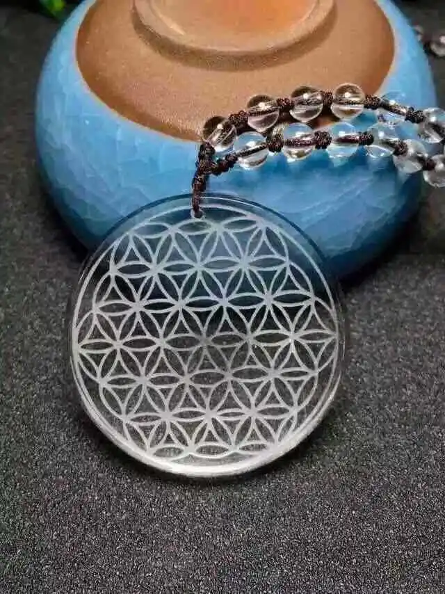 35 мм высокое качество натуральный камень кварц кристалл кулон цветок жизни