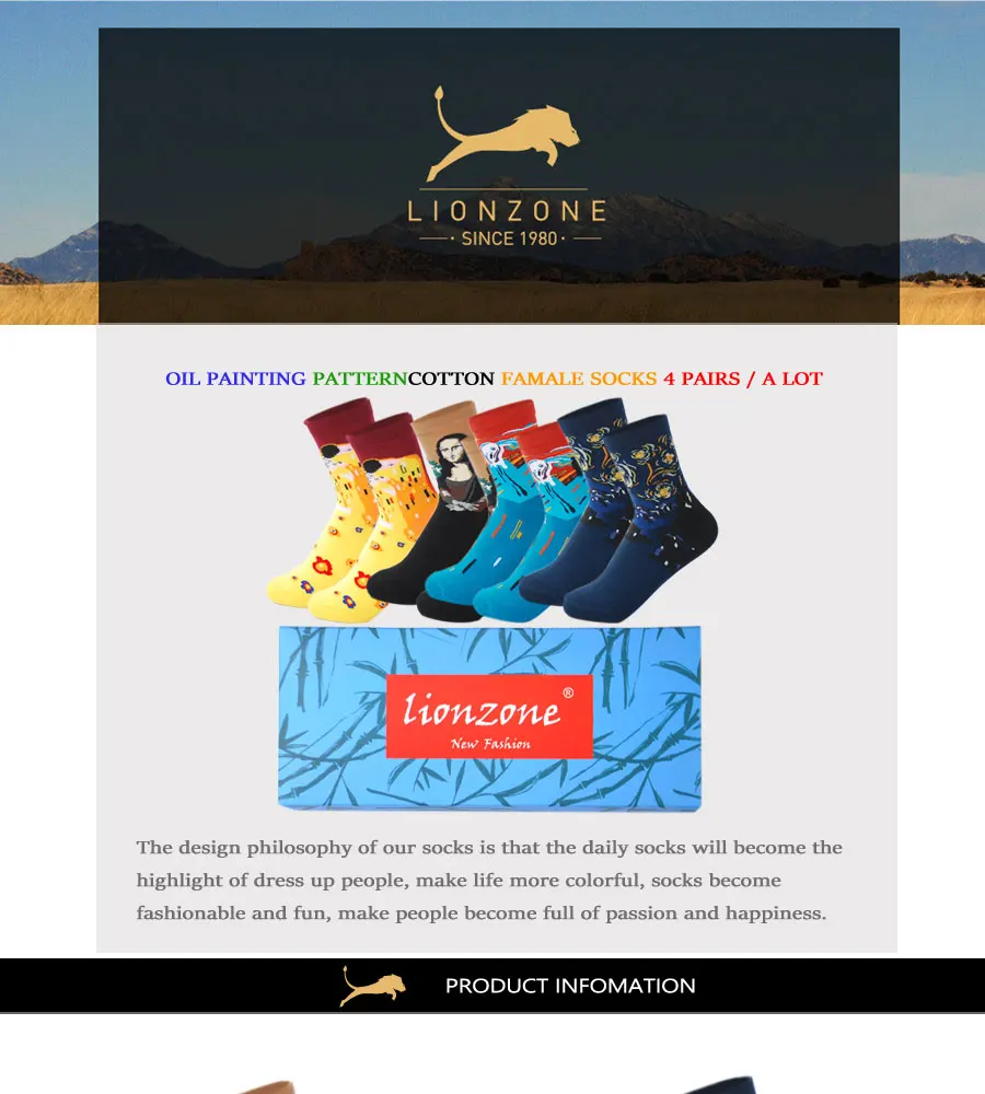 LIONZONE 4 пар/лот Ван Гог Happy Socks Для женщин хлопковые короткие носки смешные ретро классического искусства Sokken Улыбка Моны Лизы